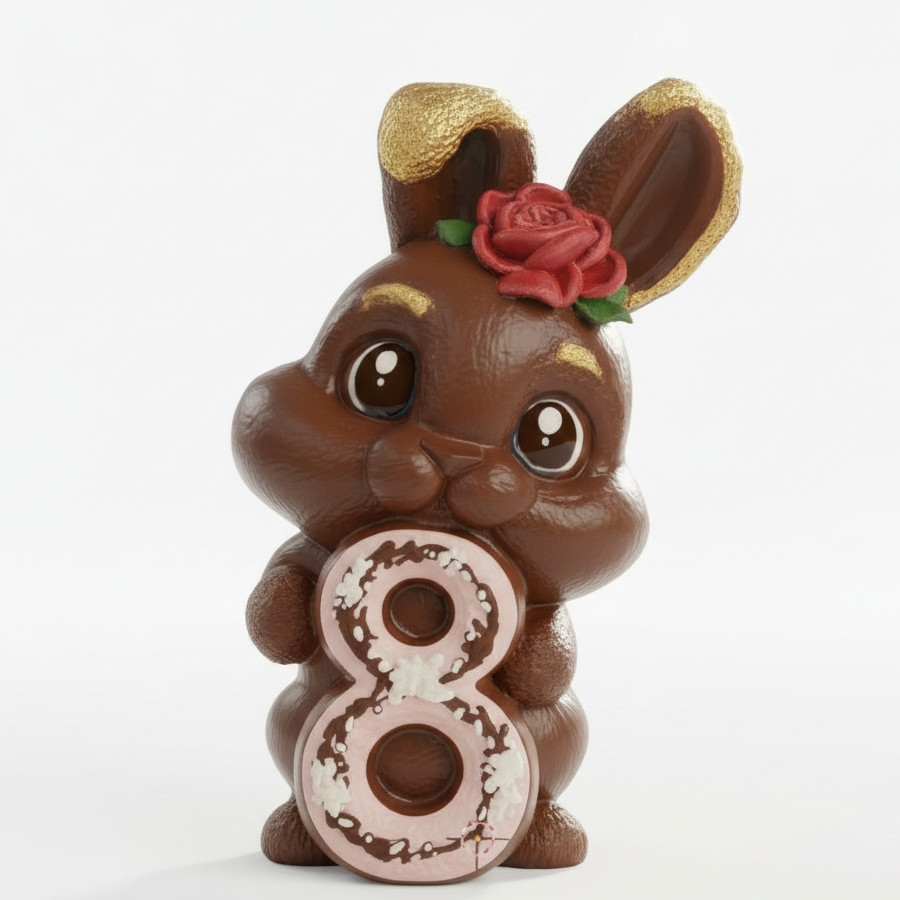 Silicone mold - Rabbit holding number 8