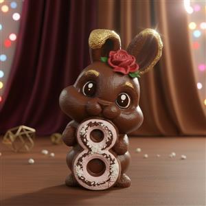 Силиконовая форма - Кролик с цифрой 8