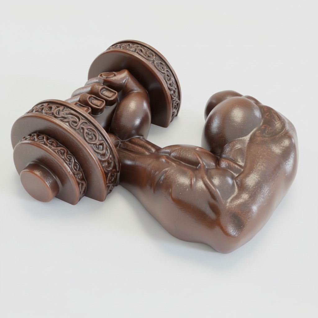 Man`s hand with dumbell