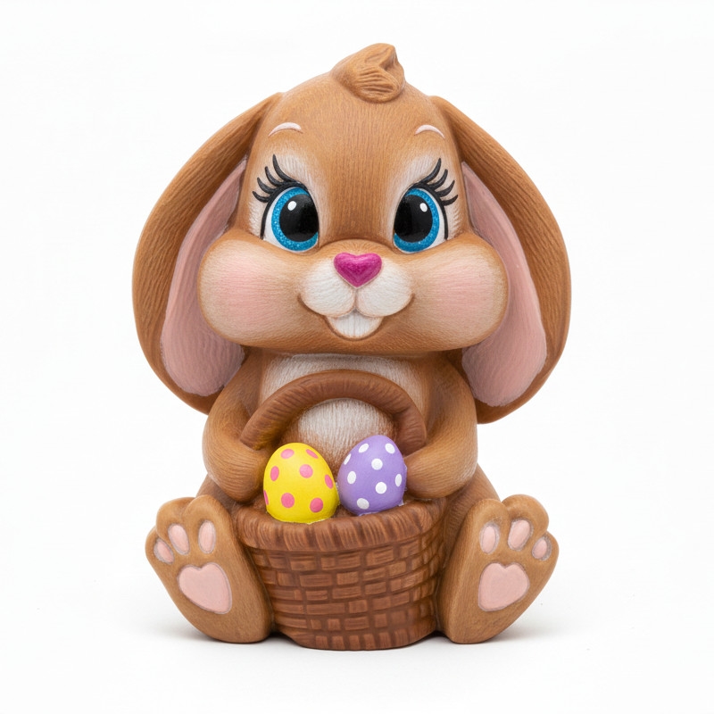 Triušis su krepšeliu kiaušinių 